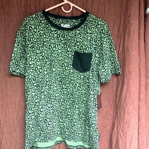 Brooklyn Leopard Print T Shirt W/ Black pocket